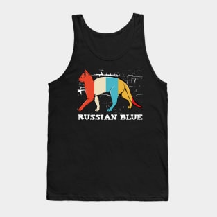 Russian Blue - Retro Style Cat Vintage Kitty Tank Top